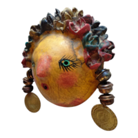Coconut mask. Collectibles. Home decoration. Wall decoration. Interior decoration. Mexican mask. Mexican craft. Mexican Folk Art. - Thumbnail 2