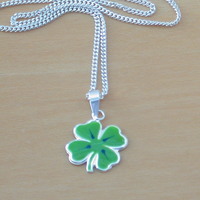 BOXED GIFT/Sterling Silver Four Leaf Clover Pendant & Chain/Four Leaf Clover Necklace/Four Leaf Clover Jewellery/Shamrock Necklace/St Patricks Day - Thumbnail 1