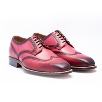 Crafted Leather Classic Pink Black Shaded Leather Wingtip Oxford Dress Shoes - Thumbnail 3