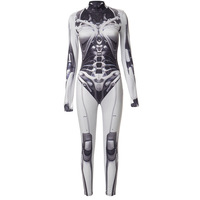 Mechanical Print Half-Turtleneck Long-Sleeved Jumpsuit High-Elastic Tights - Thumbnail 3