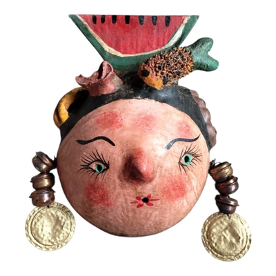 Coconut mask. collectibles. home decoration. wall decoration. interior decoration. mexican mask. mexican craft. mexican folk art.