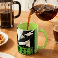 Large Color "BEETLEJUICE BEETLEJUICE" Green & Black Striped Coffee Mug (15oz) | Free Ship - Thumbnail 2