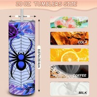 Gothic Purple Spider Web & Skull Rose Garden 20oz Stainless Tumbler | Free Ship - Thumbnail 3