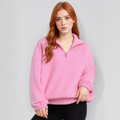 Women's loose lapel pullover fleece sweatshirt - Thumbnail 1