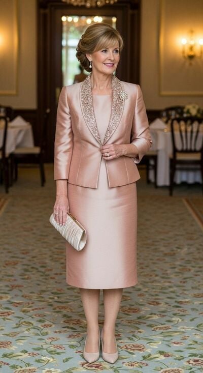 Pink Mother Of Bride /Groom Dresses with Jacket Evening Formal Gown