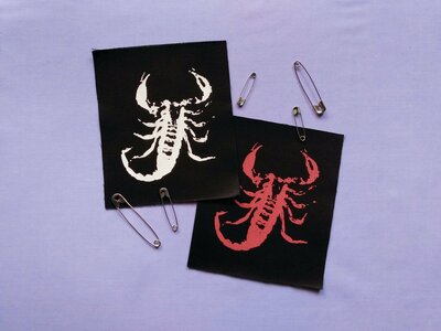 Scorpion Crust Punk Goth Patch (Black/white/red ver.)