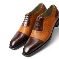 Crafted Leather Handmade Men Brown Leather Oxford Dress Shoes - Thumbnail 2