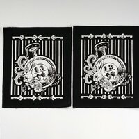 Alice in Wonderland Rabbit & Pocket watch Goth Steampunk Patch - Thumbnail 1