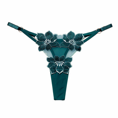 Sexy Floral 3 Flower Embroidery Mesh G-string Thong Seamless Panties Naughty Briefs Women's Underwear T-Back Lingerie Underpants