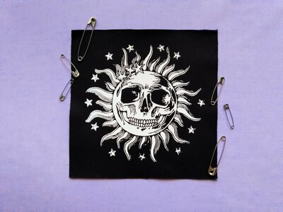 Sun Skull with Stars Goth Punk Horror Patch
