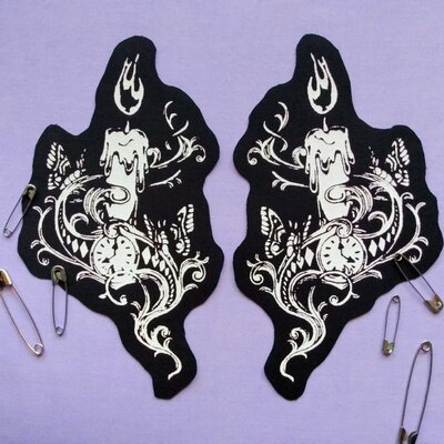 Moths & candles victorian goth patch