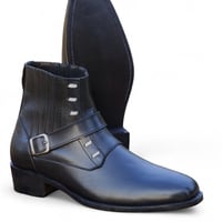 Crafted Leather Classic Black Buckle Strap Leather Jodhpur Boot - Thumbnail 2