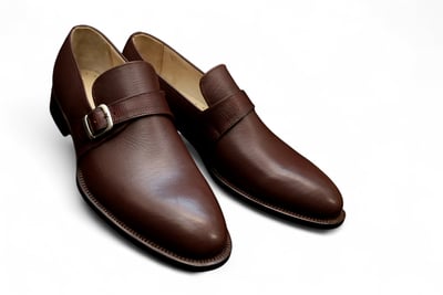Crafted Leather Classic Dark Brown Leather Monk Strap Dress Shoes