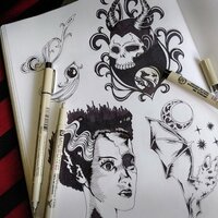 Zombie Bride of Frankenstein & Bat Wings Horror Punk Sew-on Patches - Thumbnail 5