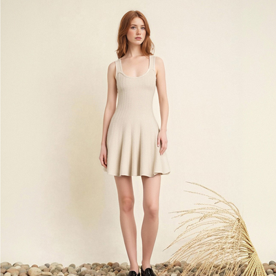 Backless knitted suspender dress summer design niche waist a-line skirt