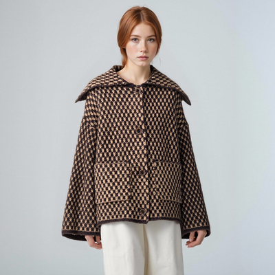 Retro high-end plaid sweater jacket - Thumbnail 1