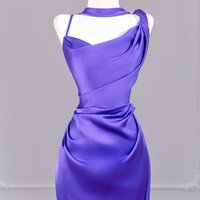 Elegant Purple Satin Strapless Backless Back Prom Dress - Thumbnail 2