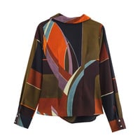 Fashionable and personalized street loose printed double-breasted shirt - Thumbnail 1