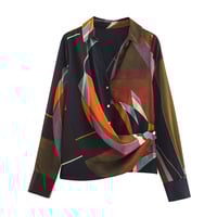 Fashionable and personalized street loose printed double-breasted shirt - Thumbnail 2