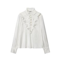 Fashionable and casual loose jacquard silk satin textured shirt - Thumbnail 1