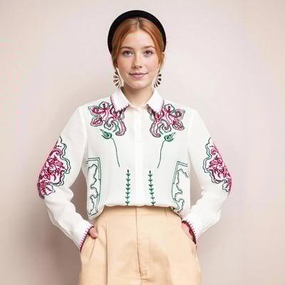 embroidered loose shirt