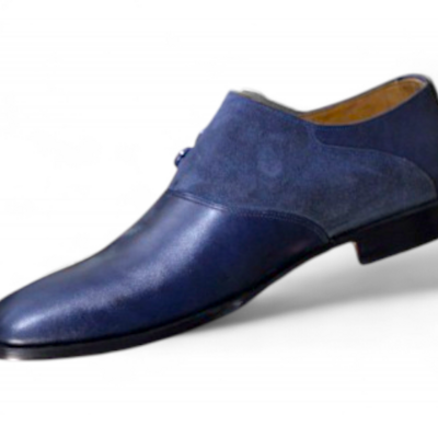 Crafted leather men blue/suede leather oxford lace up dress shoes