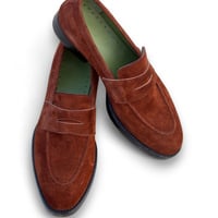 Crafted Leather Men Brown Suede Leather Moccasin Loafers Dress Shoes - Thumbnail 8