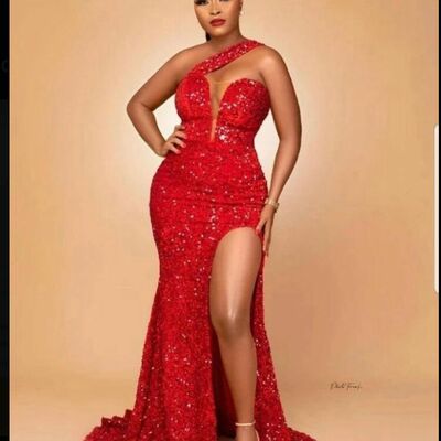Red mermaid beading crystals african girls prom dress evening formal gown birthday party dress