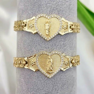 ✨💛 sacred elegance: two-tone stainless steel virgin mary heart bracelet 💛✨