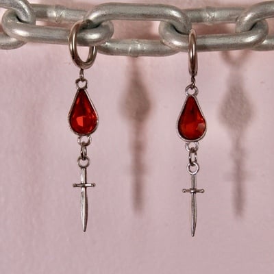 Bl**d drop dagger earrings