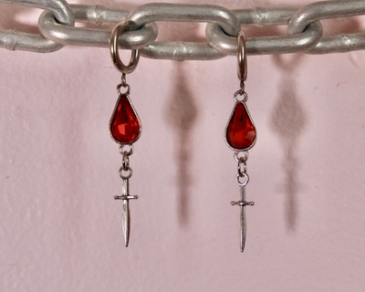 Bl**d Drop Dagger Earrings 
