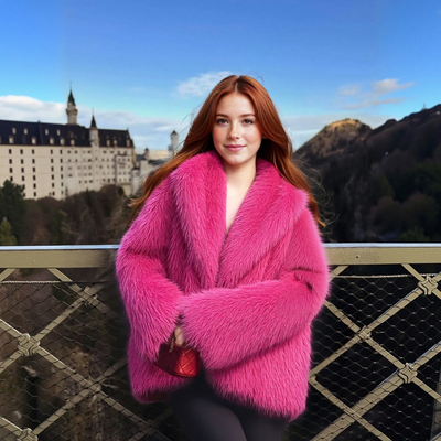 Eco-friendly fur imitation fox fur hooded coat furry warm coat - Thumbnail 3