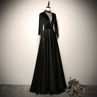 Black Prom Dresses A-Line / Princess High Neck 3/4 Sleeve Backless Floor-Length / Long Prom Formal Dresses - Thumbnail 1