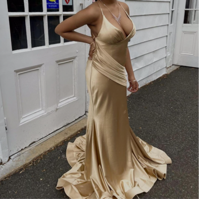 Gold prom dresses mermaid long length