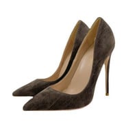 Grey suede high heels 2 colors - Thumbnail 6