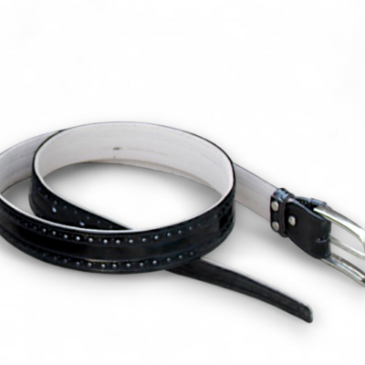 Black leather belt for men