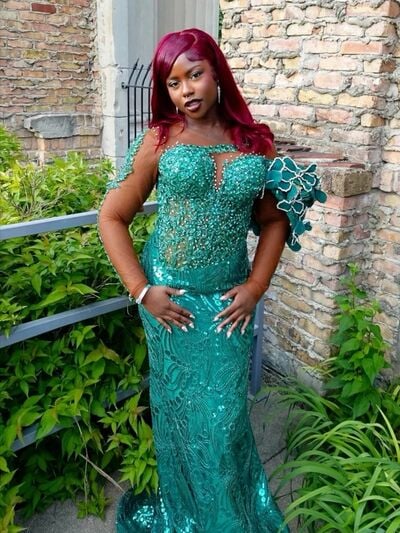 Green Mermaid Sequins Beading Crystals African Girls Prom Dress Evening Formal Gown Birthday Party Dress