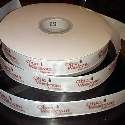7/8" ohio wesleyan university inspired custom printed grosgrain ribbon