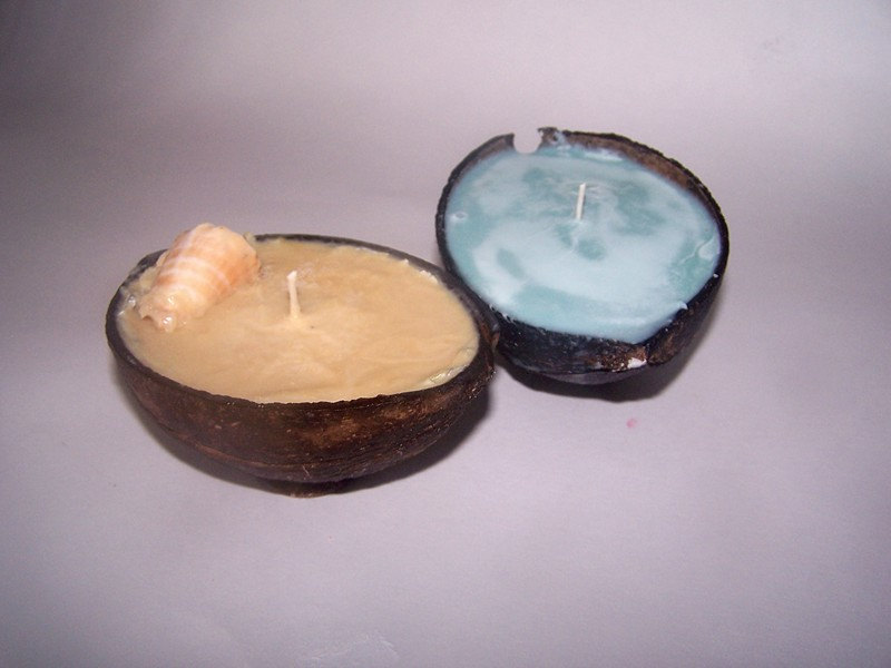Coconut shell candles on Storenvy