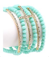 Rhinestone /bead cross bracelet (6 pcs)