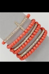 Rhinestone /bead cross bracelet (6 pcs): 