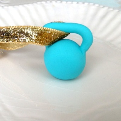 Bright blue kettelbell ornament [customizable]