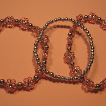 Pink Flower Acrylic Stretch Bracelets