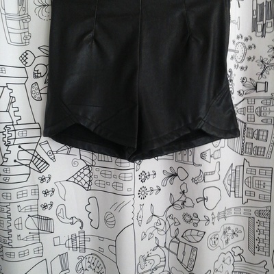 Leather high waist shorts