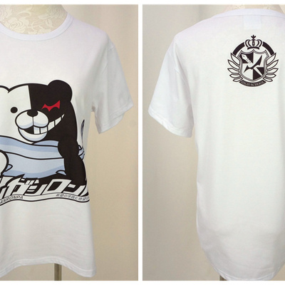 Loose dangan ronpa モノクマprincipal black/white bear with fish t-shirt top free ship sp140837