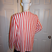 Vintage Melissa Red/White Candy Cane Blazer Size XL - Thumbnail 3