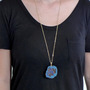 Large Titanium Cobalt Geode Necklace-3