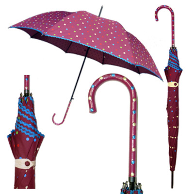 7033. polka dot parade umbrella/plum