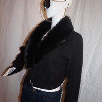 Vintage Loft Black Fur Neck Top Size XL - Thumbnail 2