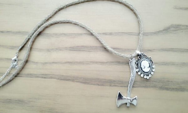 Lizzie Borden Inspired Cameo & Axe Rope Necklace
